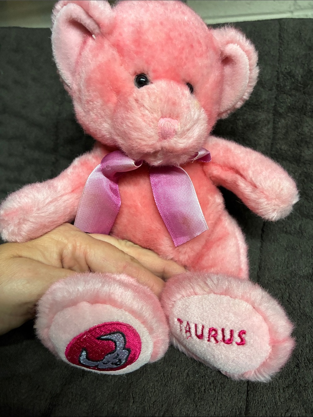 Russ Pink Berrie The Taurus Plush Bear with Satin Bow